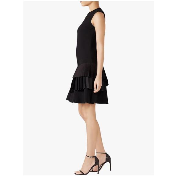 VICTORIA BECKHAM ASYMMETRIC PLEATED TIERED SLEEVELESS CREPE SHIFT DRESS SZ 4 - Picture 5 of 16